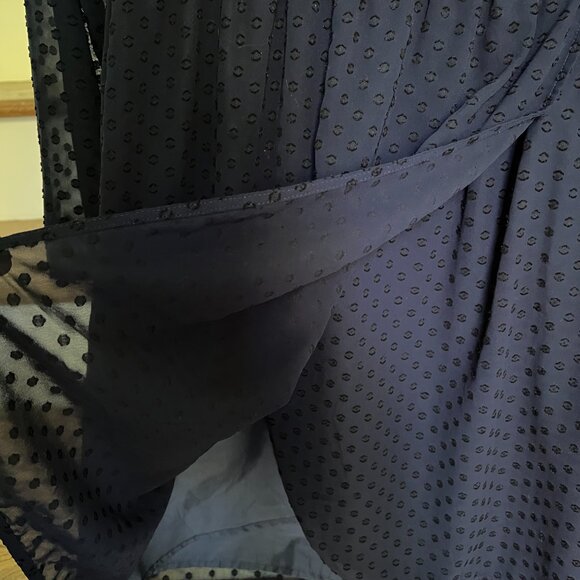 J.Crew Navy Swiss Dot Long-Sleeve Dress – Size 8 - Picture 3 of 4